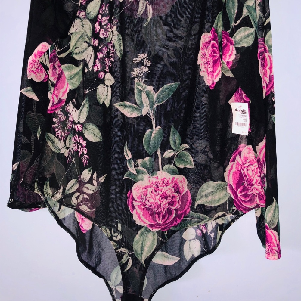 Charlotte Russe Flowered Mesh Body Suit